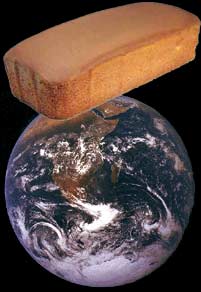 a giant poundcake over the earth